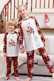 Rød Plaid matchende familiejulepyjamas med snefnug