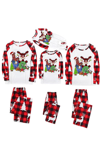 Udskriv Rød Plaid julefamilie matchende pyjamassæt