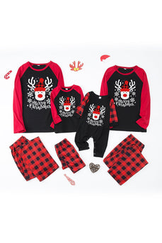 Rød Plaid Jul Familie Print pyjamas sæt med hund
