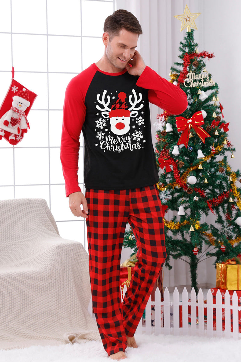 Indlæs billede til gallerivisning Rød Plaid Jul Familie Print pyjamas sæt med hund