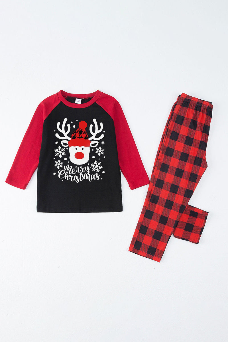 Indlæs billede til gallerivisning Rød Plaid Jul Familie Print pyjamas sæt med hund