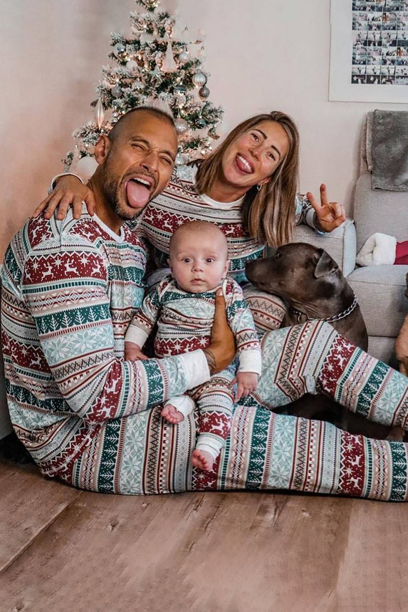 Indlæs billede til gallerivisning Grå mønster striber Jule Familie matchende pyjamas