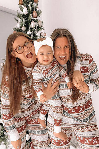 Grå mønster striber Jule Familie matchende pyjamas