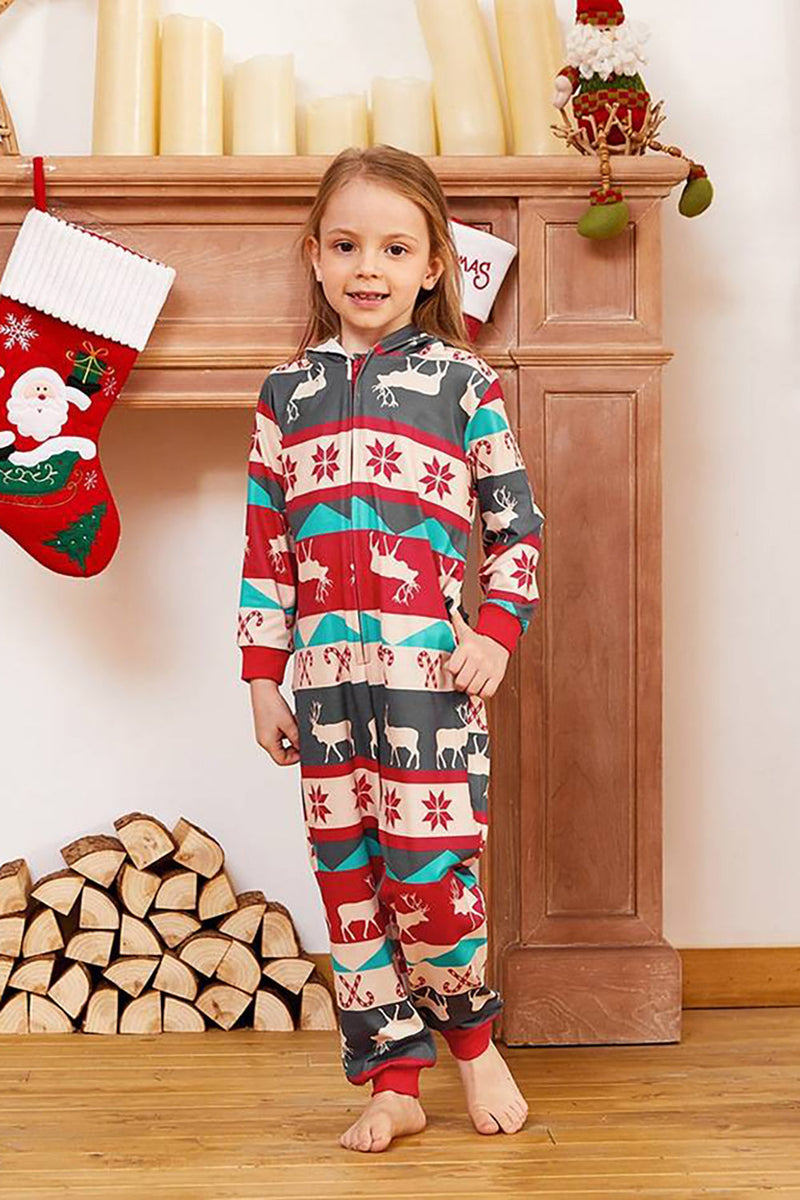 Indlæs billede til gallerivisning Grå og røde mønsterstriber Jul familie pyjamas sæt