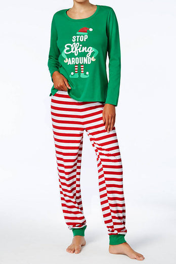 Julegrøn klovne familie matching 2 stk pyjamas