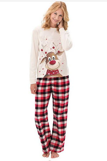 Jul hvid Hjorte Familie matchende pyjamas sæt