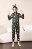Indlæs billede til gallerivisning Mørkegrøn trykt familiejul pyjamas i ét stykke