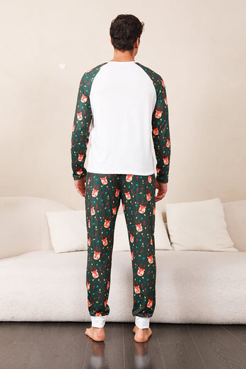 Mørkegrøn hjorte julefamilie pyjamas sæt