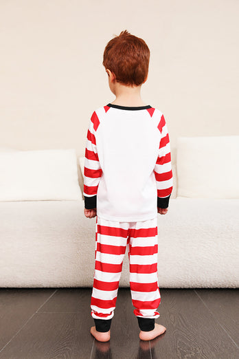 Rød Stripes Snemænd Julefamilie Pyjamas sæt