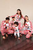 Rød Stripes Snemænd Julefamilie Pyjamas sæt