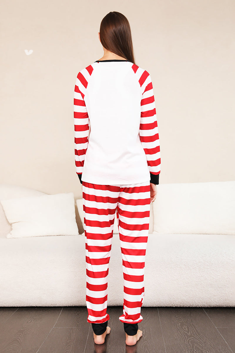 Indlæs billede til gallerivisning Rød Stripes Snemænd Julefamilie Pyjamas sæt