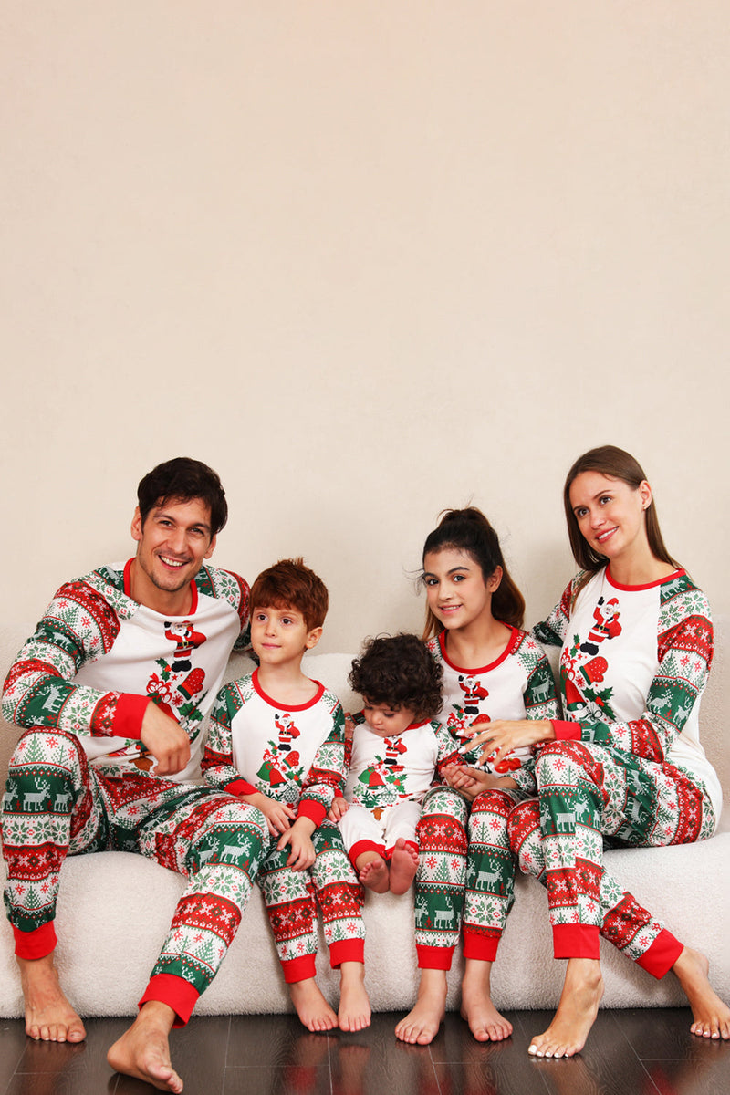 Indlæs billede til gallerivisning Rødgrøn familie juletræ pyjamas sæt