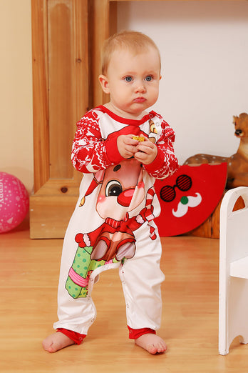 Rødhjort print julefamilie matchende pyjamassæt