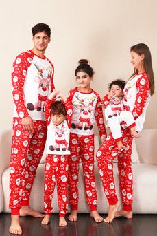 Rødhjort print julefamilie pyjamas