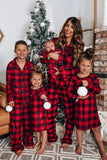 Rød Plaid Julefamilie Matchende 2 stk pyjamas sæt