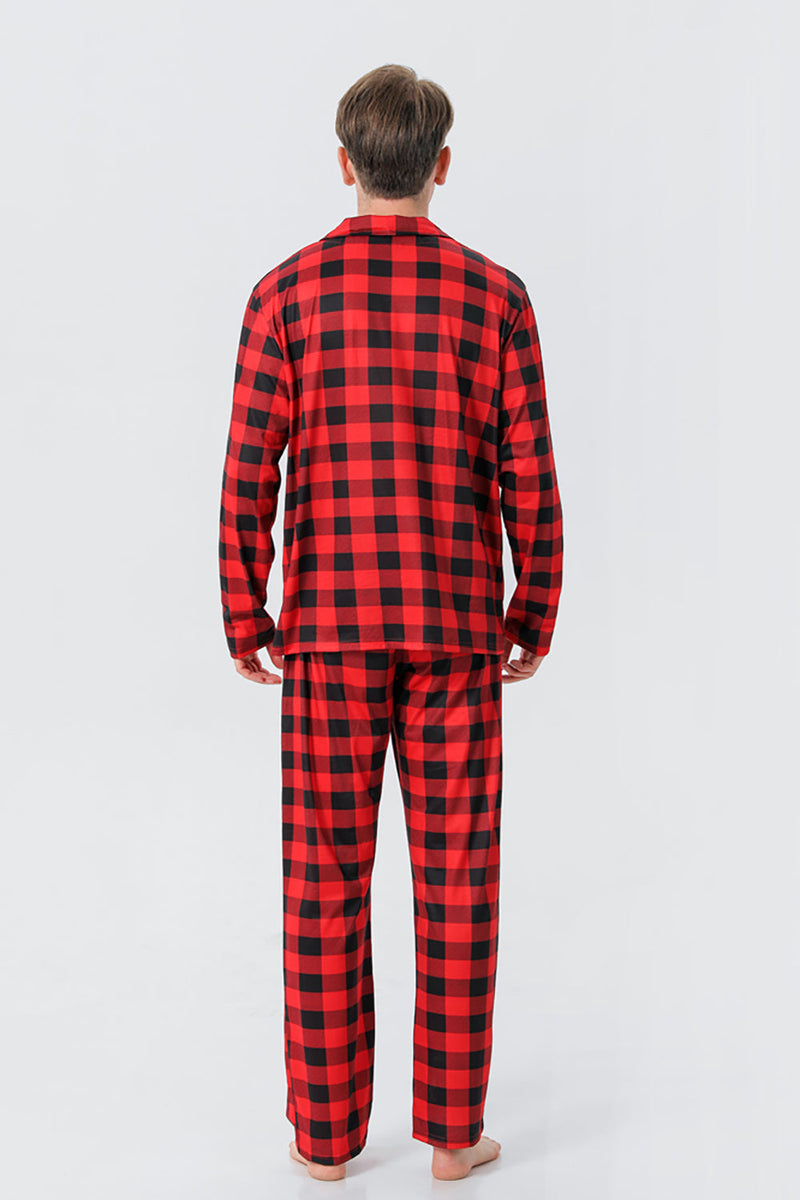 Indlæs billede til gallerivisning Rød Plaid Julefamilie Matchende 2 stk pyjamas sæt