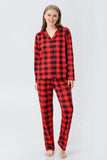 Rød Plaid Julefamilie Matchende 2 stk pyjamas sæt