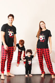 Rød plaid julefamilie matchende pyjamas sæt med korte ærmer
