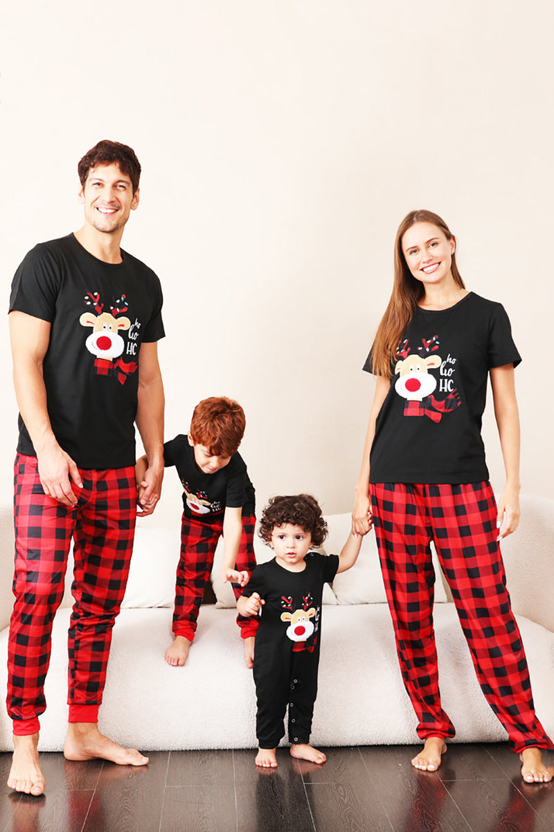 Indlæs billede til gallerivisning Rød plaid julefamilie matchende pyjamas sæt med korte ærmer