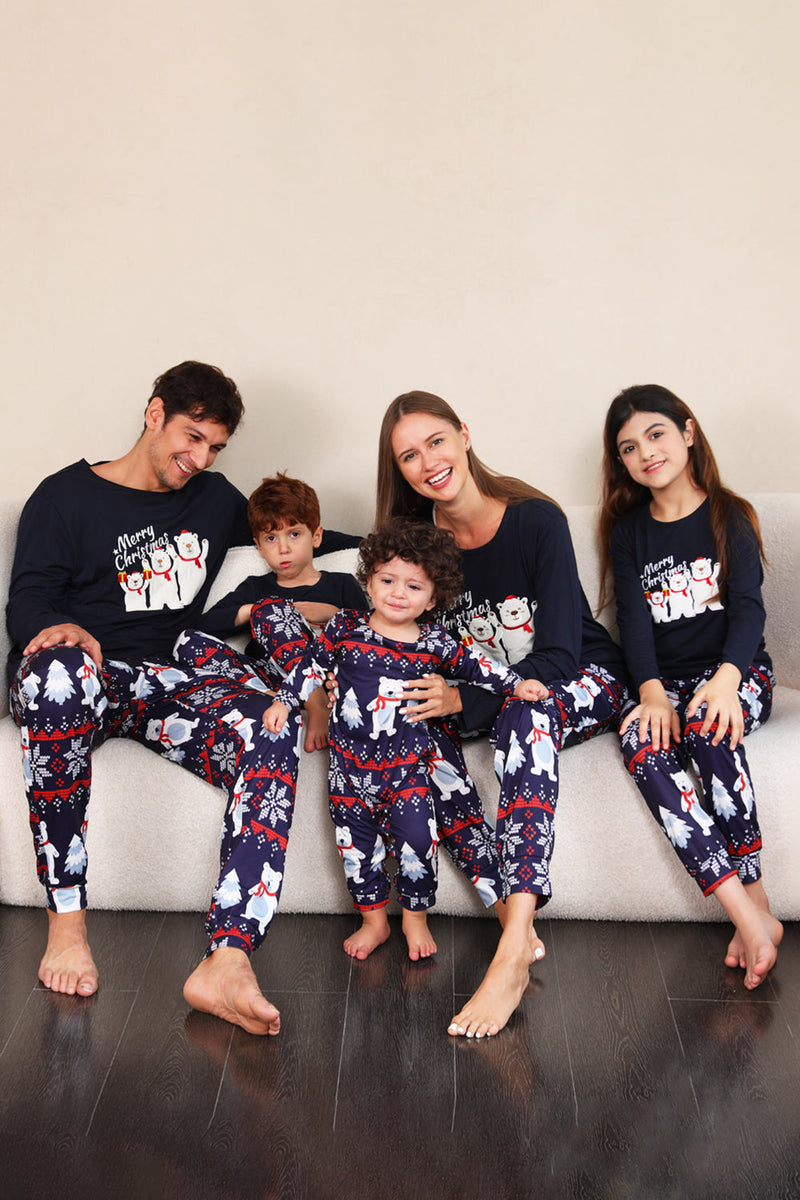 Indlæs billede til gallerivisning Navy Print Jul Familie Matchende Pyjamas Sæt