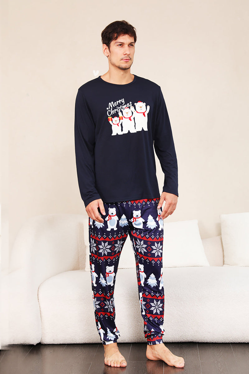 Indlæs billede til gallerivisning Navy Print Jul Familie Matchende Pyjamas Sæt