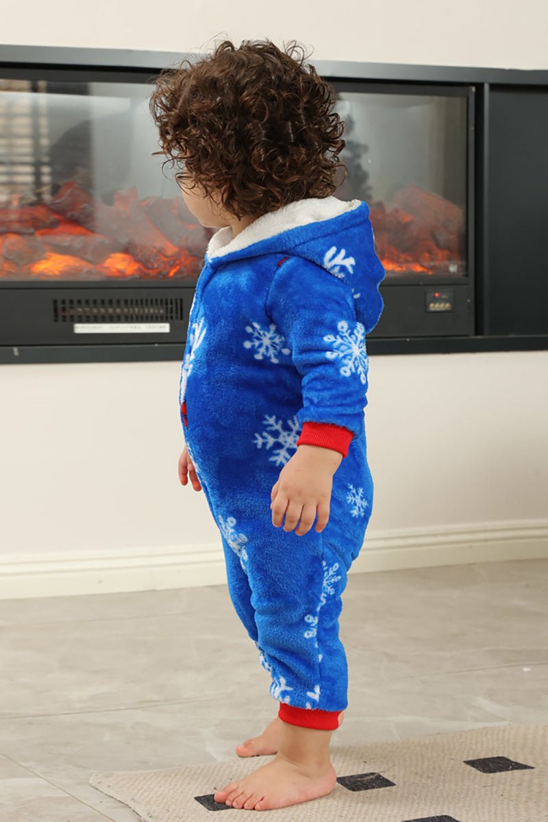 Indlæs billede til gallerivisning Julefamilie kongeblå Flannel Snowflake Onesie pyjamas