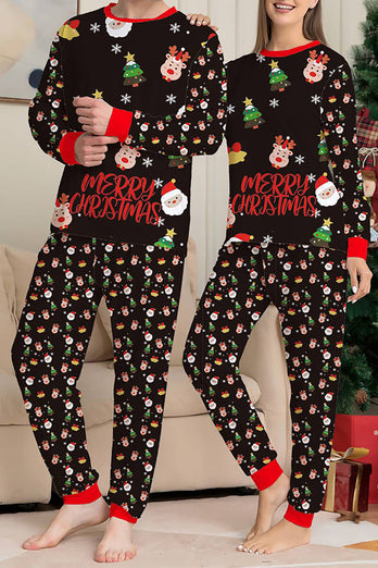 Julemanden og juletræet Sort familie matchende pyjamas sæt