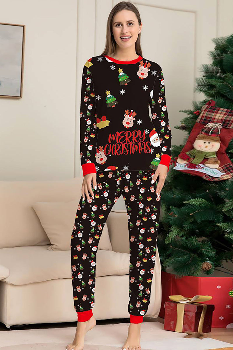 Indlæs billede til gallerivisning Julemanden og juletræet Sort familie matchende pyjamas sæt