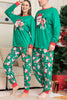 Indlæs billede til gallerivisning Grøn julemand og hjorte julefamilie matchende pyjamas sæt