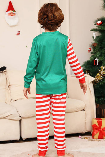 Grønne og røde striber Jul familie matchende pyjamas sæt