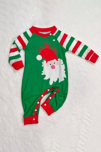 Grønne og røde striber julemanden familie pyjamas sæt