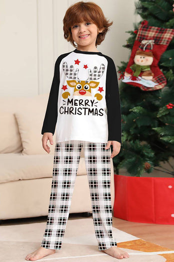 Sort og hvid Plaid julehjort familie pyjamas sæt
