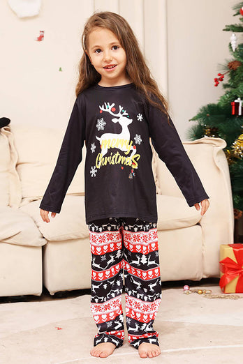 Jule sorte hjorte og Snowflake familie matchende pyjamas sæt