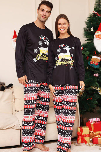 Jule sorte hjorte og Snowflake familie matchende pyjamas sæt
