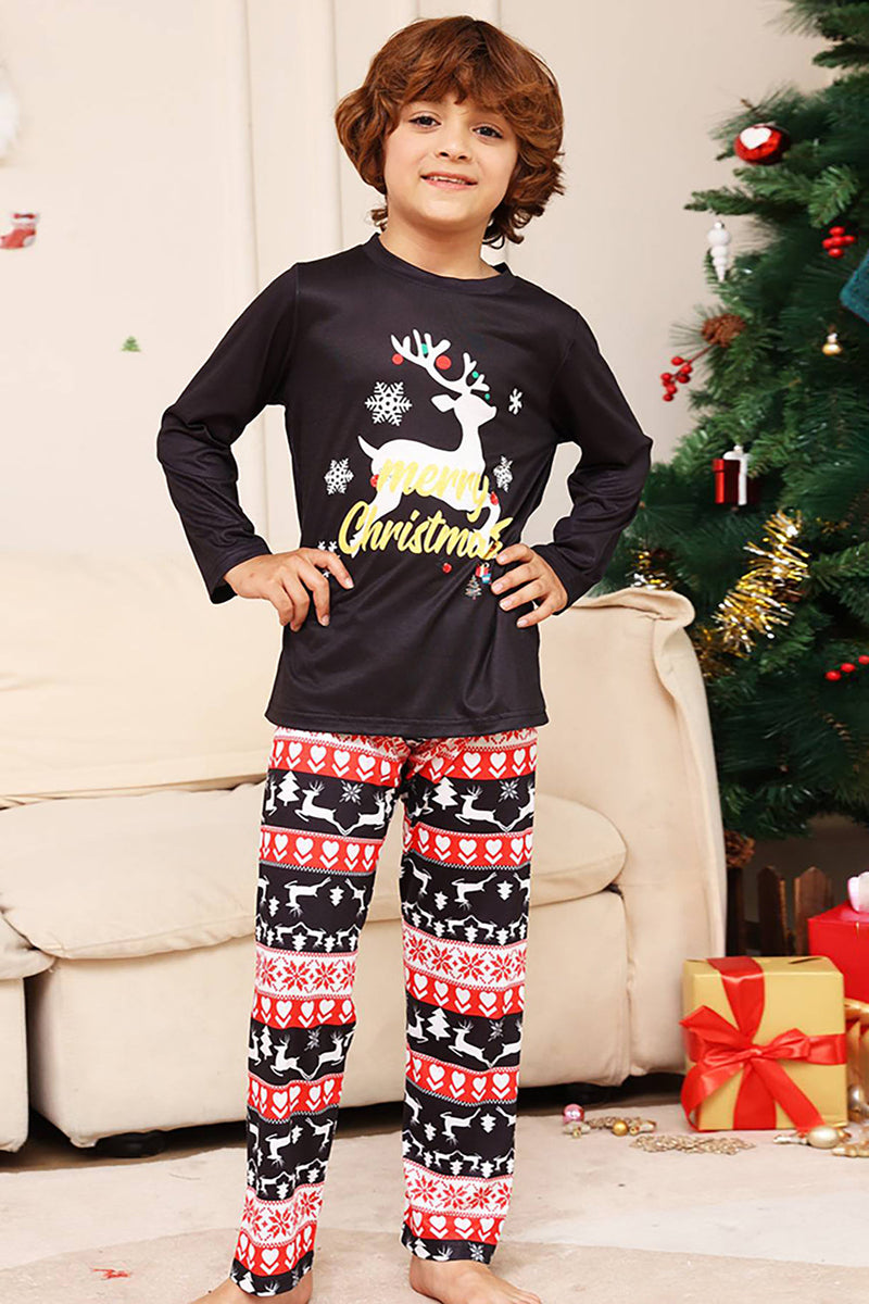 Indlæs billede til gallerivisning Jule sorte hjorte og Snowflake familie matchende pyjamas sæt
