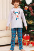 Indlæs billede til gallerivisning Grå hjorte og blå plaid julefamilie matchende pyjamas sæt