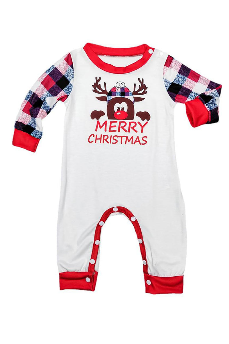 Indlæs billede til gallerivisning Hvid hjorte og rød plaid julefamilie matchende pyjamas sæt