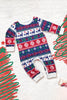Indlæs billede til gallerivisning Hvid og blå hjorte snefnug mønster jul familie matchende pyjamas sæt