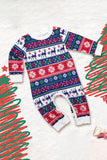 Hvid og blå hjorte snefnug mønster jul familie matchende pyjamas sæt