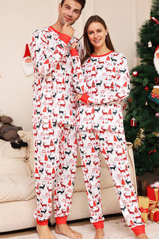 Julehvid og træmønster familie matchende pyjamas sæt