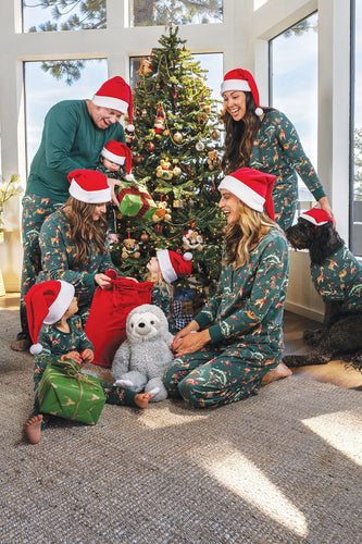 Jul Familie Matchende pyjamas Sæt Grønt Dyremønster Print pyjamas