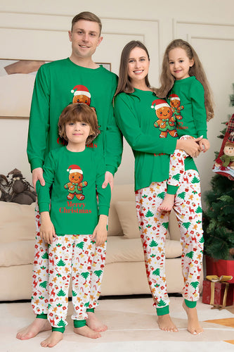 Julefamilie matchende pyjamas Grøn julemand print pyjamas sæt