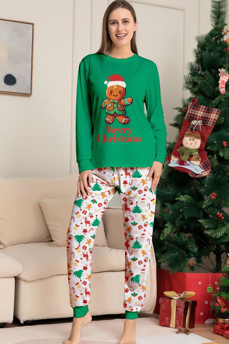 Indlæs billede til gallerivisning Julefamilie matchende pyjamas Grøn julemand print pyjamas sæt