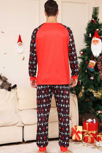 Julefamilie matchende pyjamas Sort rød hjorte trykt pyjamas sæt