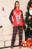 Indlæs billede til gallerivisning Julefamilie matchende pyjamas Sort rød hjorte trykt pyjamas sæt
