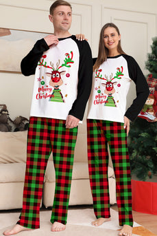 Jul Familie sort hvid hjorte printet plaid pyjamas sæt