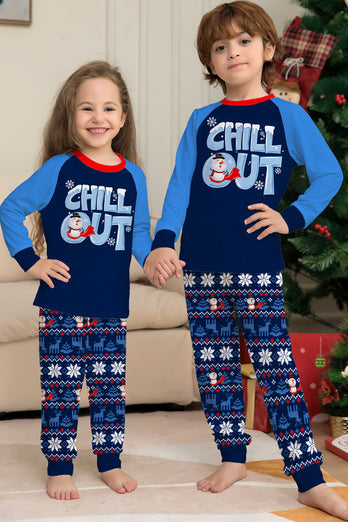 Julefamilie matchende pyjamas sæt Navy Chill Out pyjamas
