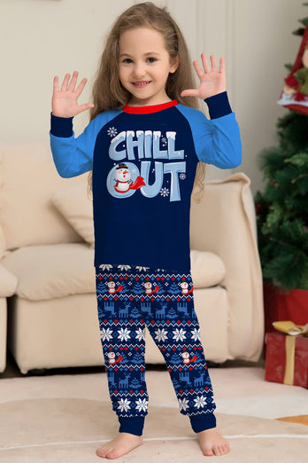 Julefamilie matchende pyjamas sæt Navy Chill Out pyjamas