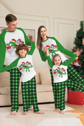 Jul Familie Matchende pyjamas Grøn Plaid Dinosaur Print pyjamas sæt