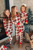 Julefamilie matchende pyjamas sæt rød plaidpyjamas